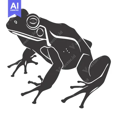 Aset desain premium: A Silhouetted Frog in a Sitting Posture
