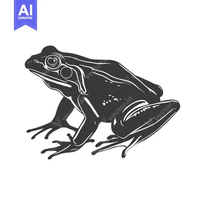 Aset premium populer: Black and White Silhouette of a Frog Sitting on a White Background