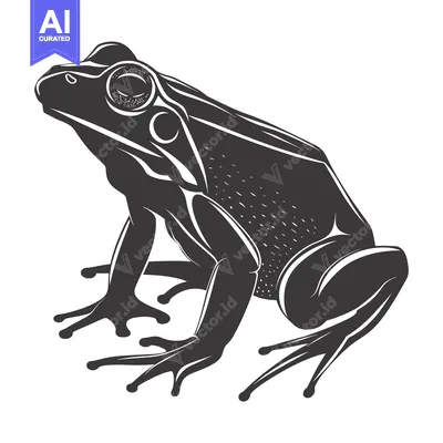 Premium design asset: Black and White Silhouette of a Frog