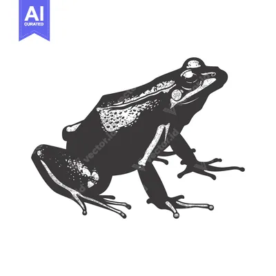 Aset premium populer: A Black and White Illustration of a Sitting Frog