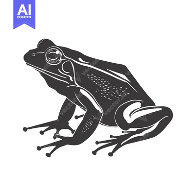 Aset premium populer: Black and White Illustration of a Sitting Frog