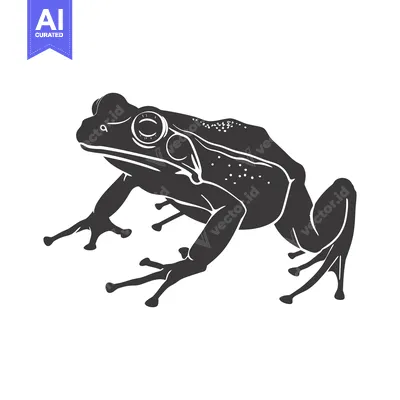 Aset desain premium: Black and White Silhouette of a Frog with Dotted Skin