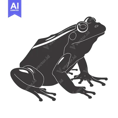 Premium design asset: Black and White Silhouette of a Sitting Frog