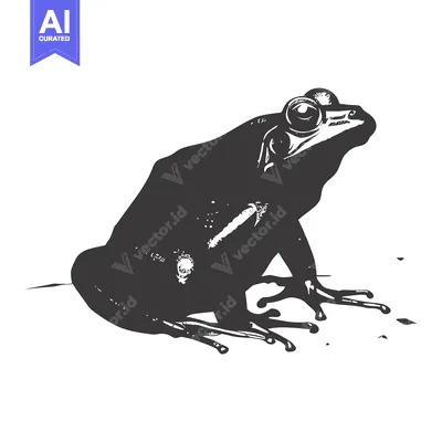 Aset premium populer: A Silhouetted Frog with Bulging Eyes