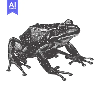 Aset premium populer: Black and White Illustration of a Spotted Frog