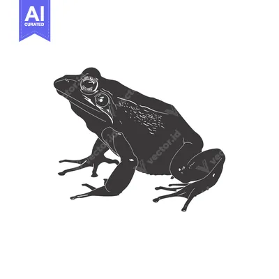 Aset premium populer: Black and White Silhouette of a Frog with Detailed Anatomy