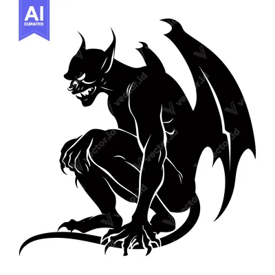 Popular premium asset: A silhouette of a crouched gargoyle with wings and claws