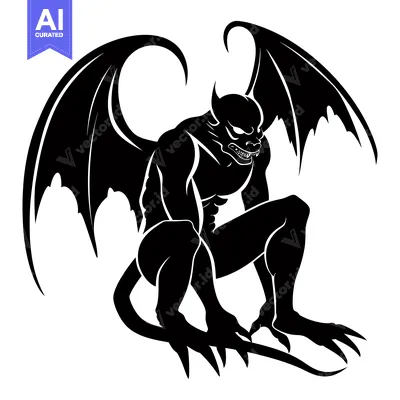 Black and White Silhouette of a Winged Creature