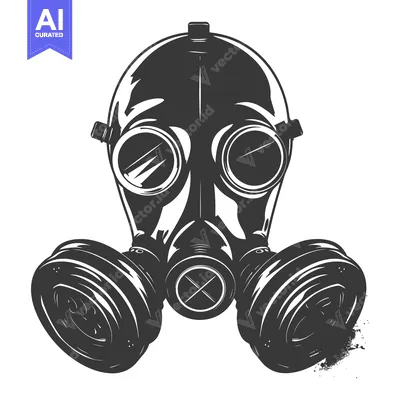 Popular premium asset: Black and White Illustration of a Gas Mask with Filters