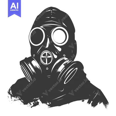 Aset premium populer: Silhouette of a Person Wearing a Gas Mask