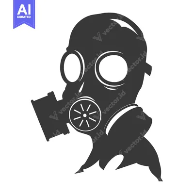 Aset desain premium: Silhouette of a Person Wearing a Gas Mask