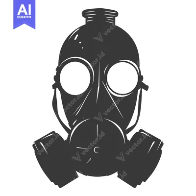Popular premium asset: Black and White Illustration of a Gas Mask