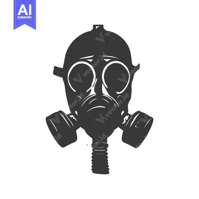 Premium design asset: Black and White Silhouette of a Gas Mask