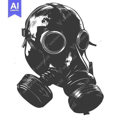 Aset premium populer: Black and White Illustration of a Gas Mask