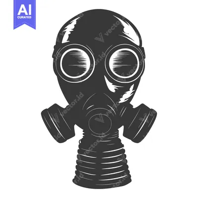 Aset desain premium: Black and White Illustration of a Gas Mask