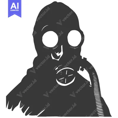 Aset desain premium: Silhouette of a Person Wearing a Gas Mask
