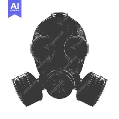 Aset premium populer: Black and White Illustration of a Gas Mask