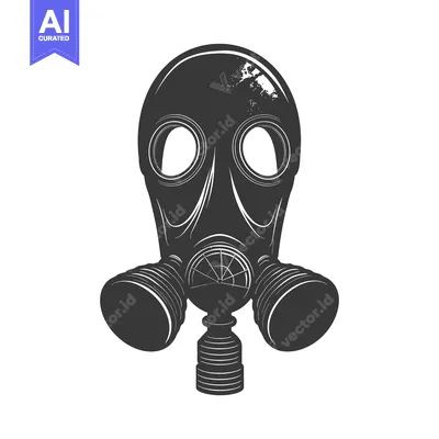 Aset premium populer: A Black and White Illustration of a Gas Mask