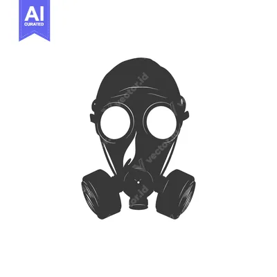 Popular premium asset: Black and White Silhouette of a Gas Mask