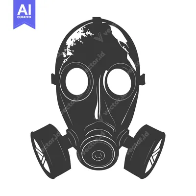 Aset desain premium: A Black and White Illustration of a Gas Mask