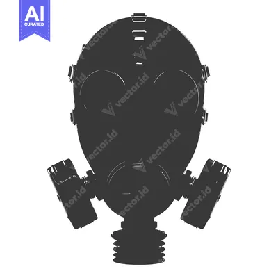 Aset premium populer: A Black and White Silhouette of a Gas Mask