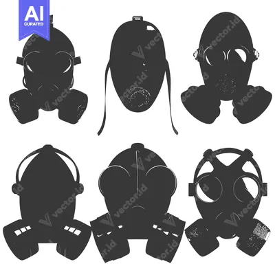Six Silhouettes of Gas Masks with Different Designs
