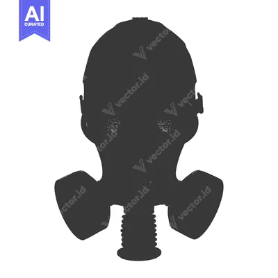 Black and white silhouette of a gas mask