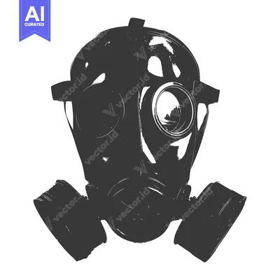 Aset desain premium: Black and White Illustration of a Gas Mask