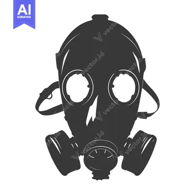 Aset premium populer: Black and White Silhouette of a Gas Mask