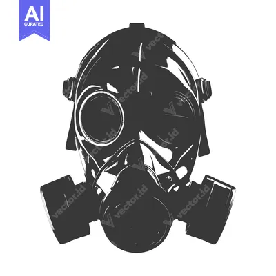 Aset desain premium: Black and White Illustration of a Gas Mask