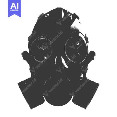 Premium design asset: Black and White Silhouette of a Gas Mask