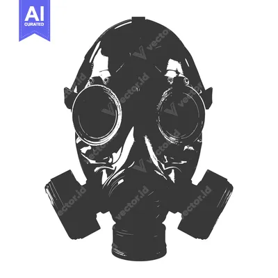 Aset premium populer: A Black and White Illustration of a Gas Mask