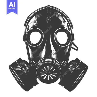 Aset premium populer: Black and White Illustration of a Gas Mask