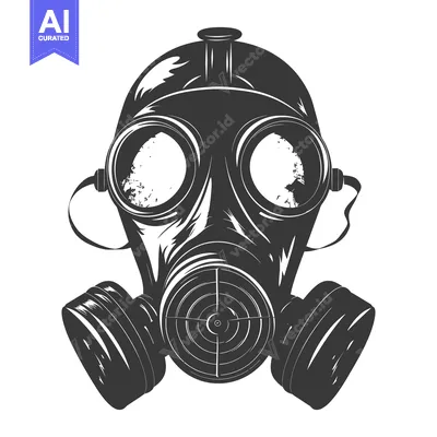 Aset desain premium: A Black and White Illustration of a Gas Mask