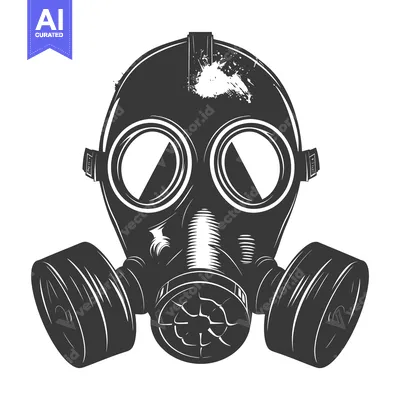 Aset desain premium: Black and White Illustration of a Gas Mask