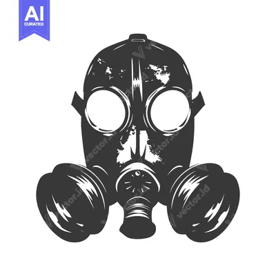 Aset desain premium: A Black and White Vintage Gas Mask Illustration