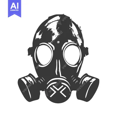 Popular premium asset: Black and White Illustration of a Gas Mask with a Grunge Effect