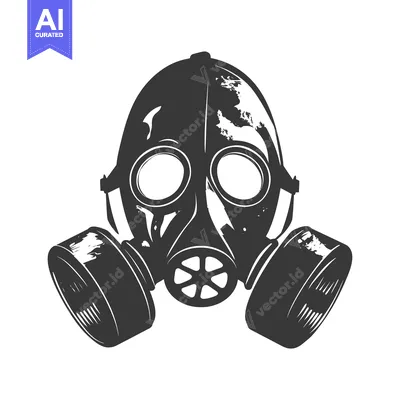 Aset premium populer: Black and White Illustration of a Gas Mask