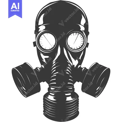 Aset desain premium: Black and White Illustration of a Gas Mask