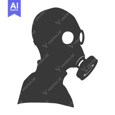 Silhouette of a Person Wearing a Gas Mask