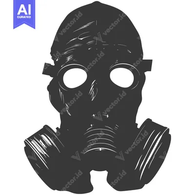Aset desain premium: Black and White Sketch of a Gas Mask