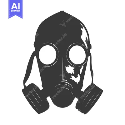 Aset premium populer: A Black and White Silhouette of a Gas Mask