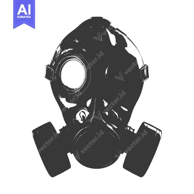 Aset premium populer: A black and white illustration of a gas mask