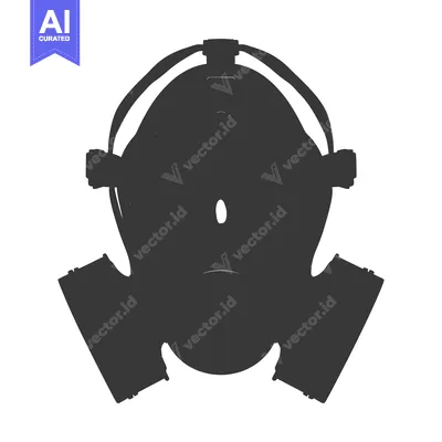 Premium design asset: Black and White Silhouette of a Gas Mask