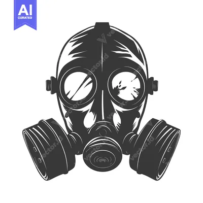 Aset desain premium: Vintage Illustration of a Gas Mask with Filters