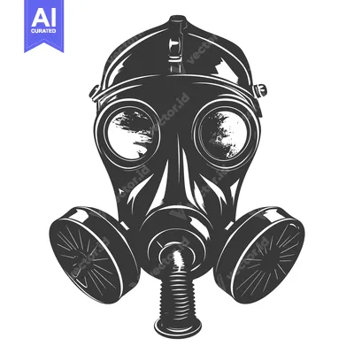 Premium design asset: A Black and White Illustration of a Gas Mask