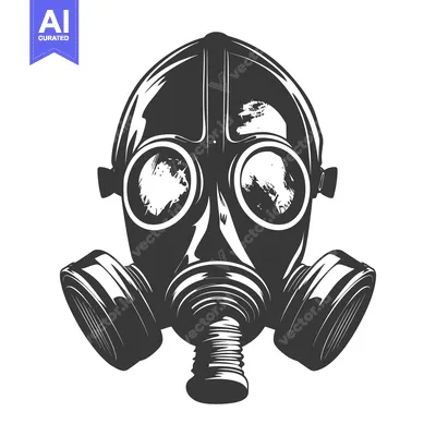 Aset premium populer: Black and White Illustration of a Gas Mask