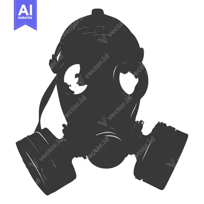 Black and White Silhouette of a Gas Mask