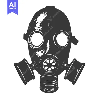 Premium design asset: Black and White Illustration of a Gas Mask