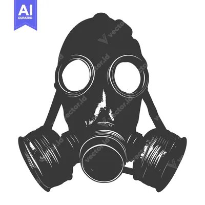 A detailed close-up illustration of a gas mask